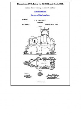 Amerikanskt patent från 1882, byggnad utformad som elefant